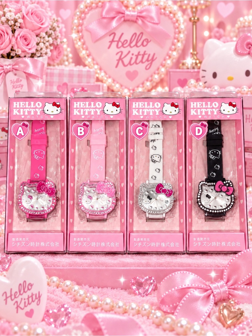Hello Kitty Rhinestone Watches NIB | Choose Pink, Blush, White or Black
